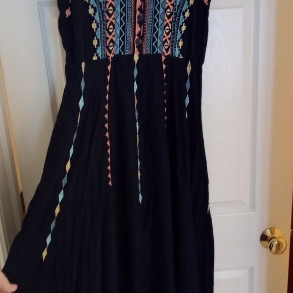 Johnny Was navy blue embroidered maxi dress in women's size small - Picture 6 of 8